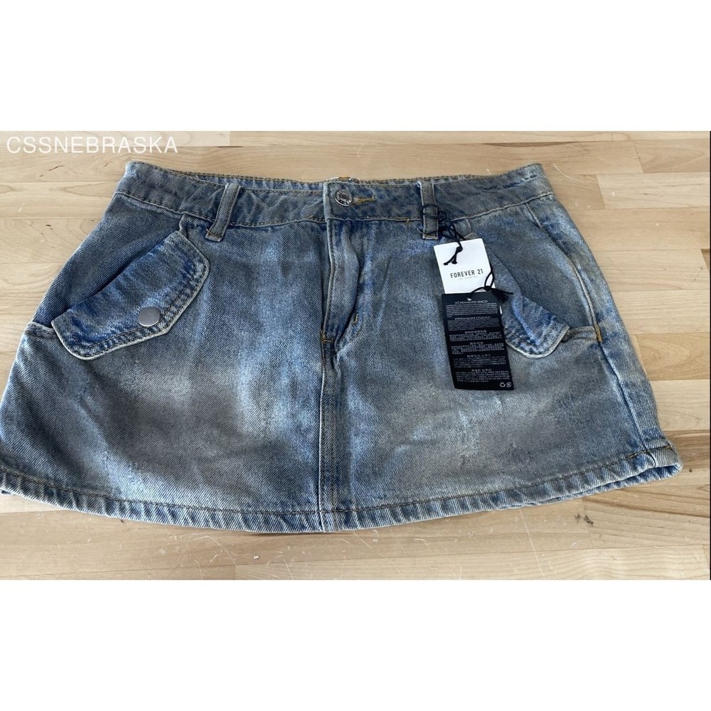 Forever 21 Distressed Denim Mini Skirt - Size S